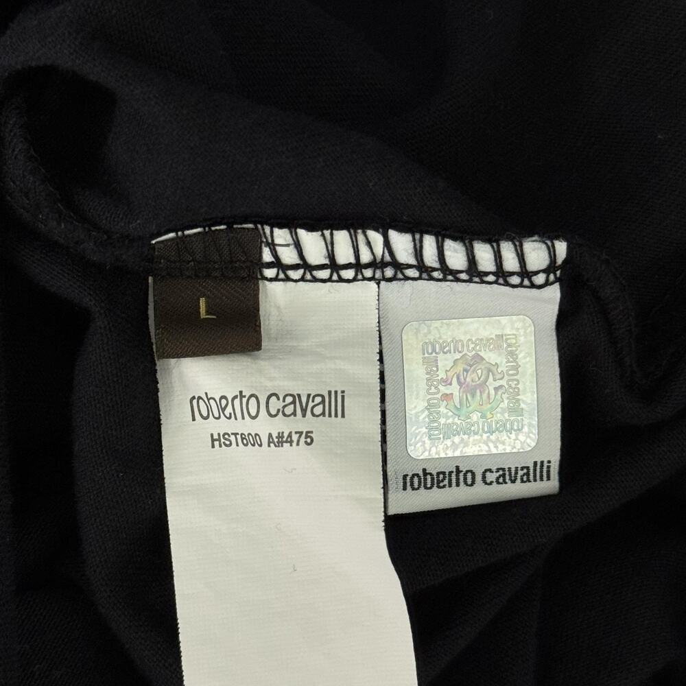 Roberto Cavalli Shirt Mens Large Tiger Graphic Tee Black Logo Designer Luxury - Picture 4 of 10